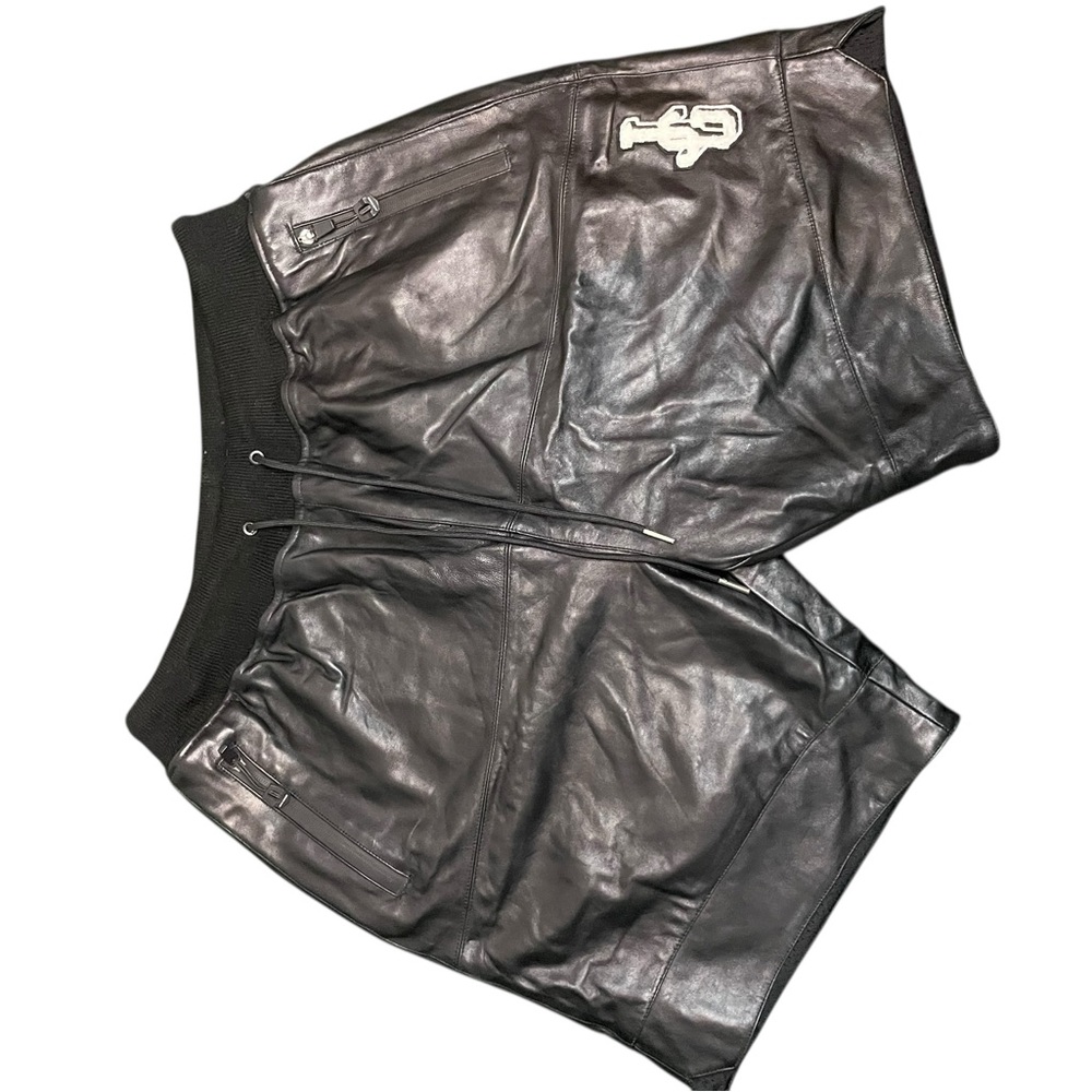John Geiger Men's Black Leather Shorts